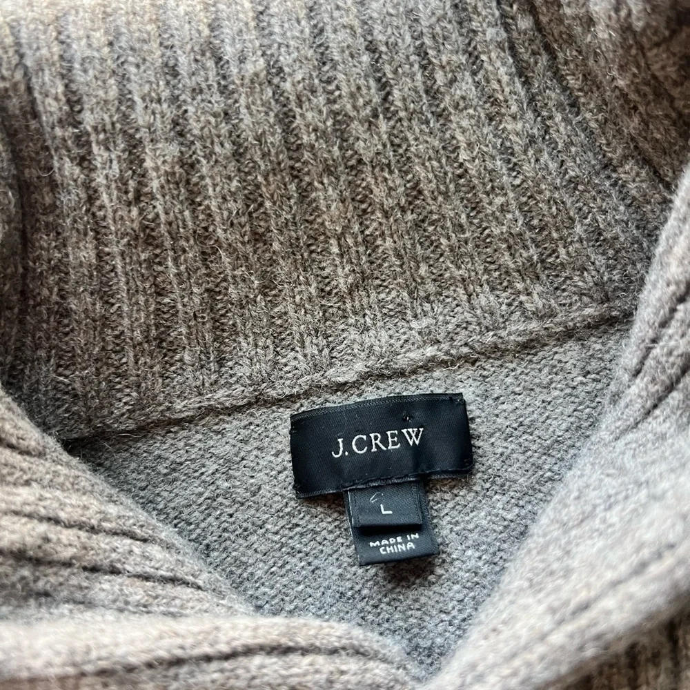 J.Crew Gray Lambs Wool Shawl Collar Sweater